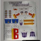 Transformers G1 Starscream Sticker Decal Sheet
