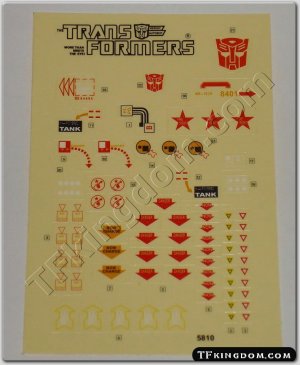 Transformers G1 Omega Supreme Sticker Decal Sheet