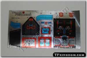 Transformers G1 Sandstorm Sticker Decal Sheet