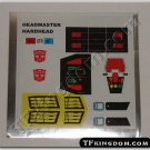 Transformers G1 Hardhead Sticker Decal Sheet