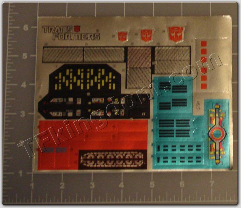 Transformers G1 Metroplex Sticker Decal Sheet #1