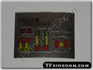 Transformers G1 Tantrum Sticker Decal Sheet