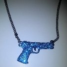 Blue Sparkle Gun Necklace