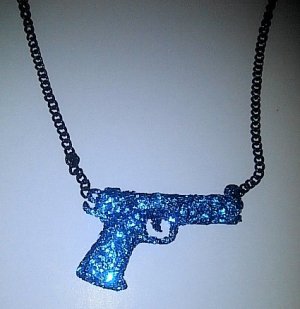 Blue Sparkle Gun Necklace