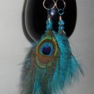 Turquoise Peacock Feather Earrings