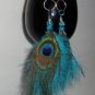 Turquoise Peacock Feather Earrings