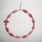 Red Bead Earrings with Cross Charm