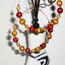 Gold & Red Bead Hoops