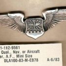 AF BADGE QUAL NAV OR AIRCRAFT OBS WINGS, MINI NIP