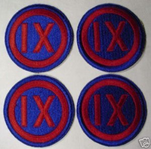 9TH ARMY CORPS INSIGNIA PATCHES LOT OF 4