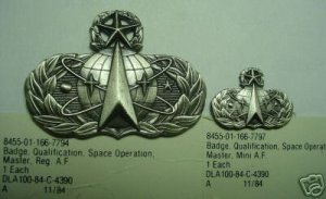 A.F. BADGE QUALIFICATION SPACE OPS MASTER, REG & MINI