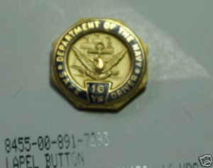 Navy Safe Driver Award 16 yrs of Service Lapel Pin