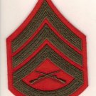 MARINE CORPS STAFF SGT GREEN ON RED RANK INSIGNIA E-6