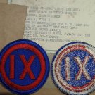 IX Army Corps, 9th Army Corps, 1944 WWII Vintage, NOS
