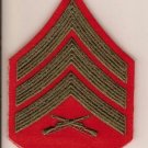 MARINE CORPS SERGEANT, GREEN ON RED, RANK INSIGNIA E-5