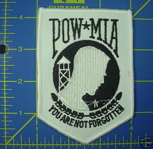 POW / MIA BLACK ON WHITE PATCH INSIGNIA