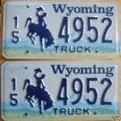 Wyoming license plate pair Truck 15-4952 Hot Springs