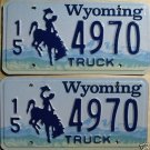 Wyoming license plate pair Truck 15-4970 Hot Springs
