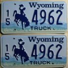 Wyoming license plate pair Truck 15-4962 Hot Springs