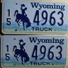 Wyoming license plate pair Truck 15-4963 Hot Springs
