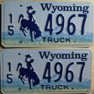 Wyoming license plate pair Truck 15-4967 Hot Springs