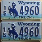 Wyoming license plate pair Truck 15 4960 Hot Springs