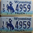 Wyoming license plate pair Truck 15-4959 Hot Springs