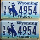 Wyoming license plate pair Truck 15-4954 Hot Springs