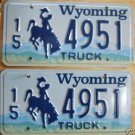 Wyoming license plate pair Truck 15-4951 Hot Springs