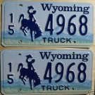 Wyoming license plate pair Truck 15-4968 Hot Springs