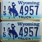 Wyoming license plate pair Truck 15-4957 Hot Springs