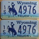 Wyoming license plate pair Truck 15-4976 Hot Springs