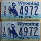 Wyoming license plate pair Truck 15-4972 Hot Springs