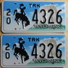 Wyoming license plate pair TRK 20-4326 Washakie