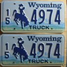 Wyoming license plate pair Truck 15-4974 Hot Springs