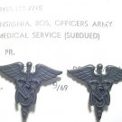BOS Medical Service Officers Metal pair Vietnam Era NOS