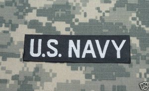Navy White on Black Name Tape
