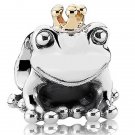 New handmade 925 sterling silver frog queen crown 14ct GP charm bead European bracelet free shipping