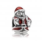 New handmade silver red Christmas Santa enamel charm bead European bracelet