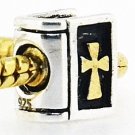 New handmade 925 sterling silver HOLY BOOK BIBLE 18ct GP cross charm bead European bracelet free