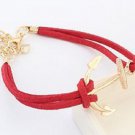 New Antique Friendship anchor Charm red Leather Bracelet