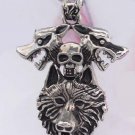 316L Stainless Steel Skull Wolf charm pendant necklace free shipping