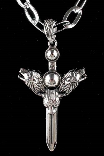 new Antique 316L Stainless Steel three Wolf head charm pendant necklace free shipping
