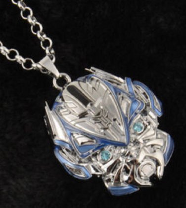 New fashion movie Transformers Robot silver blue pendant necklace