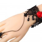 New Handmade Red flower Gothic Fairy Victorian Style Lace Bracelet Ring