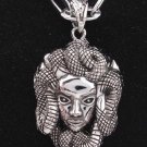 new Antique 316L Stainless Steel Snake serpent head charm pendant necklace free shipping
