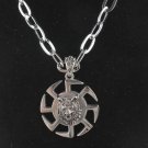 316L Stainless Steel Wolf round charm pendant necklace free shipping