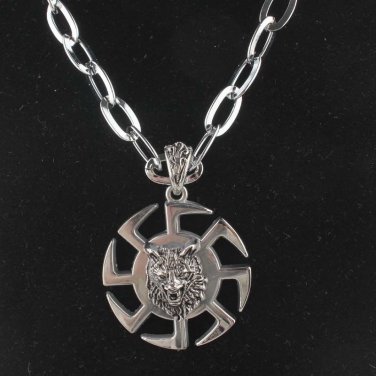 316L Stainless Steel Wolf round charm pendant necklace free shipping