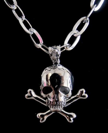 new 316L Stainless Steel Crossbones Skull head skeleton charm pendant necklace free shipping
