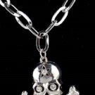new fashion 316L Stainless Steel Crystal Star Crossbones Skull head skeleton charm pendant necklace